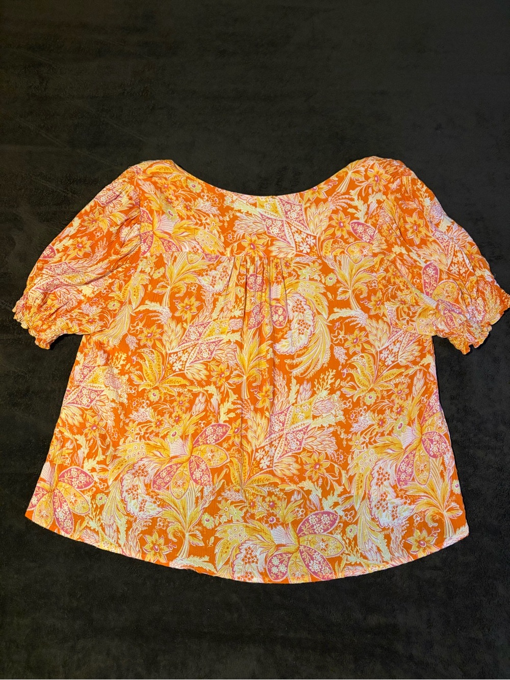 Orange Floral Summer Blouse - Picture 3 of 3
